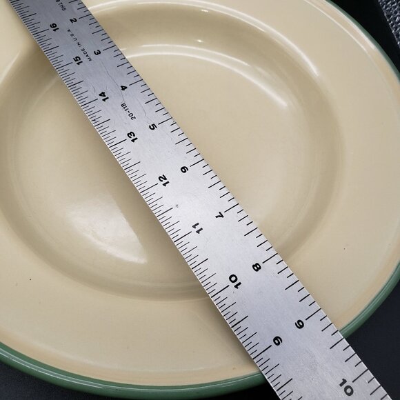 Vintage Kockums Sweden Enamelware Set 3 Bowls & 3 Plates Green Rim Scandinavian - Picture 11 of 15